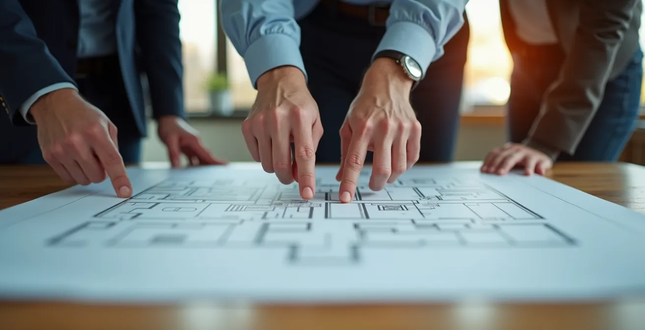 Réunion de production cinématographique autour d'une table de travail